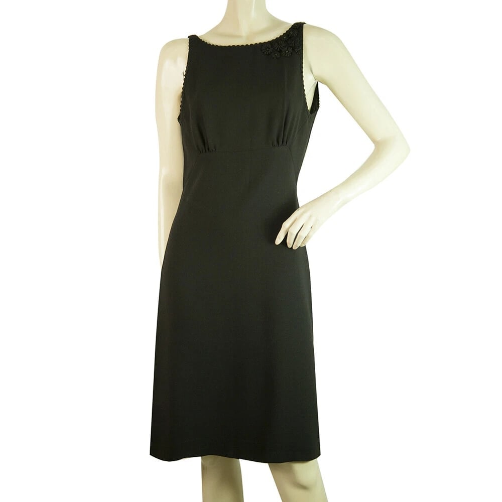 Moschino Cheap & Chic Black Knee Length Sleeveless Woolen Dress Sz 40 (1 of 6)