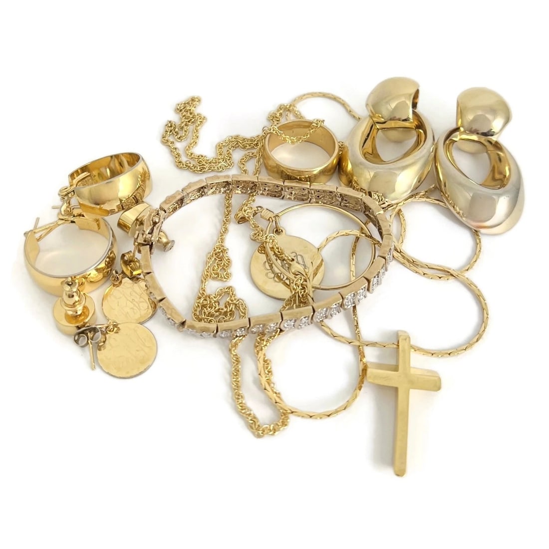 Vintage Estate Mixed Jewelry Lot, Gold-Plated More, 9 Pieces, 63.68 Grams (1 of 11)