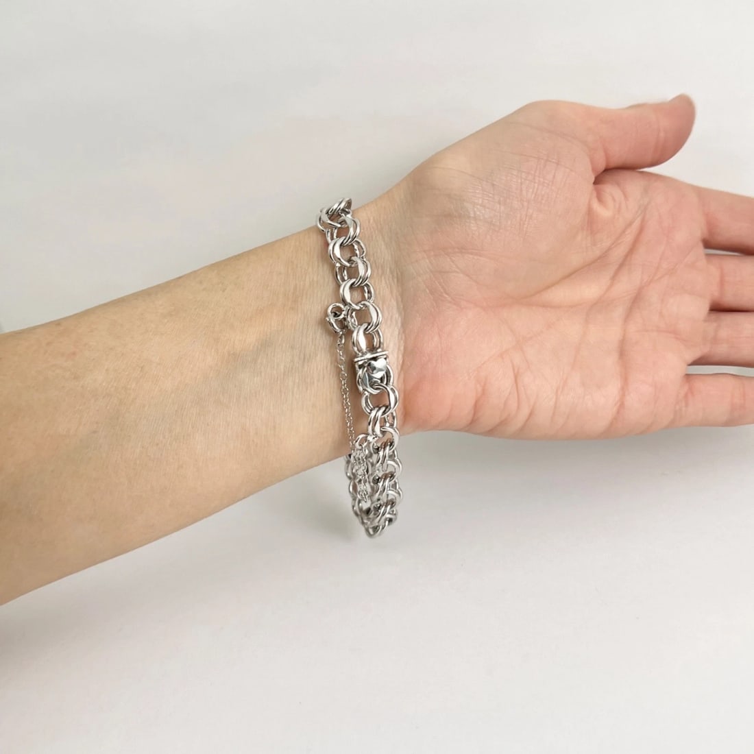 Vintage Elco Open Curb Chain Link Bracelet for Charms Sterling Silver, 16.20 Gr - 5