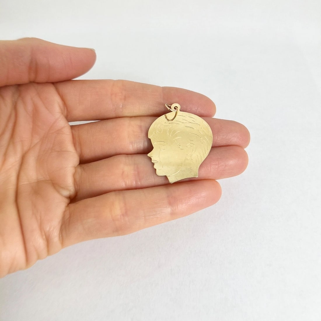 Vintage 1950's Leonard Boy Necklace Pendant Charm 14K Yellow Gold, 3.18 Grams - 2