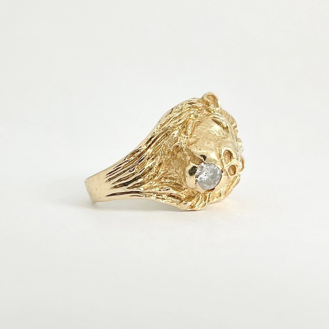 Vintage 1940's 1950's Diamond Lion Head Ring 14K Yellow Gold, 20.01 Grams - 9