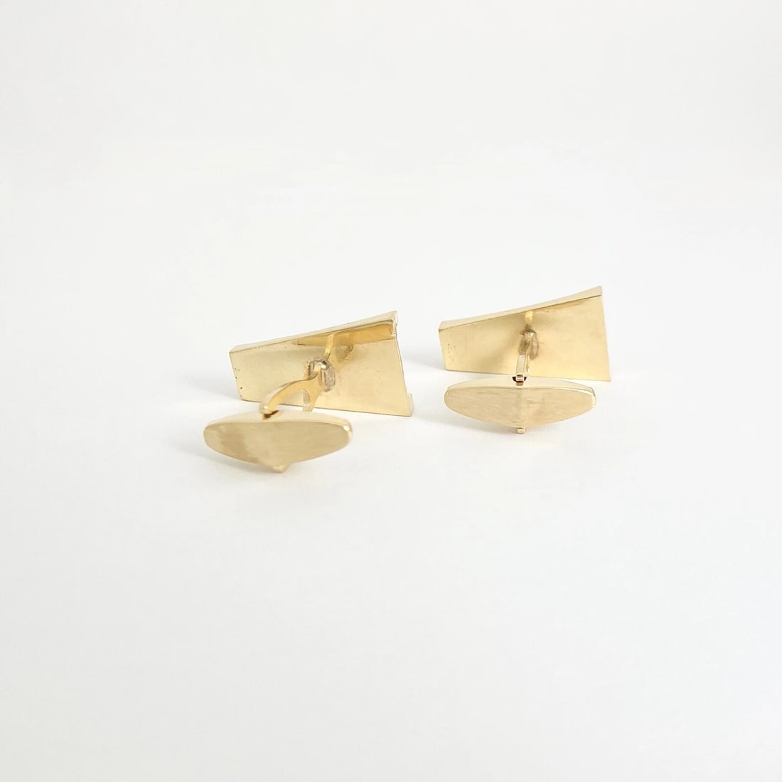 Vintage 1960's Tiger's Eye Asymmetrical Cufflinks 14K Yellow Gold, 14.48 Gr - 8