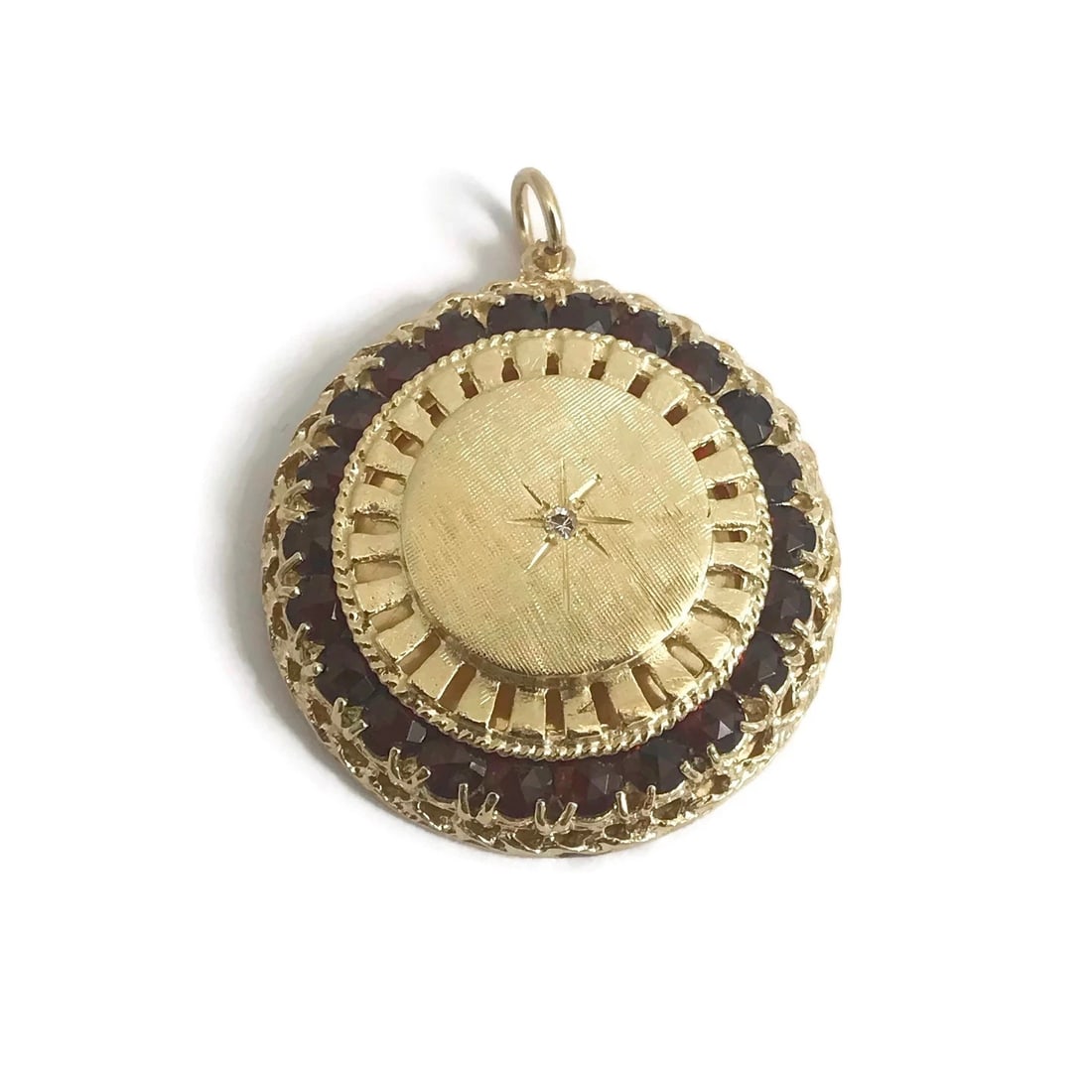 Vintage 1950's Red Spinel Gemstone Pendant Charm 13K Yellow Gold, 15.46 Grams (1 of 9)