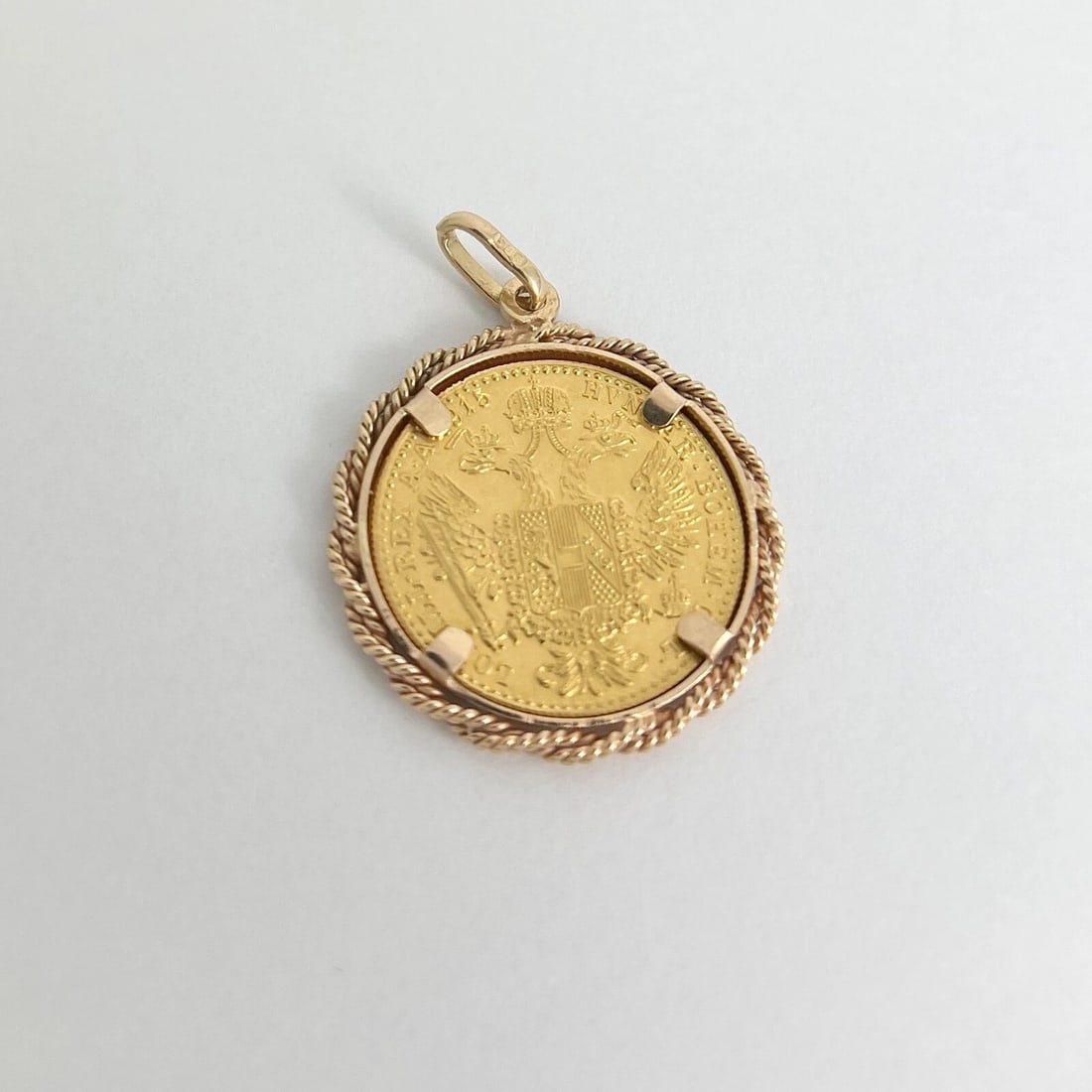 1915 Austrian Coin Franc Avstriae Imperator Pendant 24K Yellow Gold, 5.71 Grams - 6