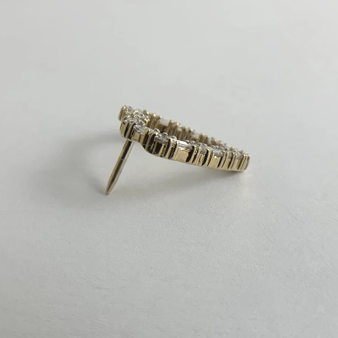 Vintage 1960's Diamond Heart Brooch Pin Tie Tack 14K Yellow Gold, 2.52 Grams - 8