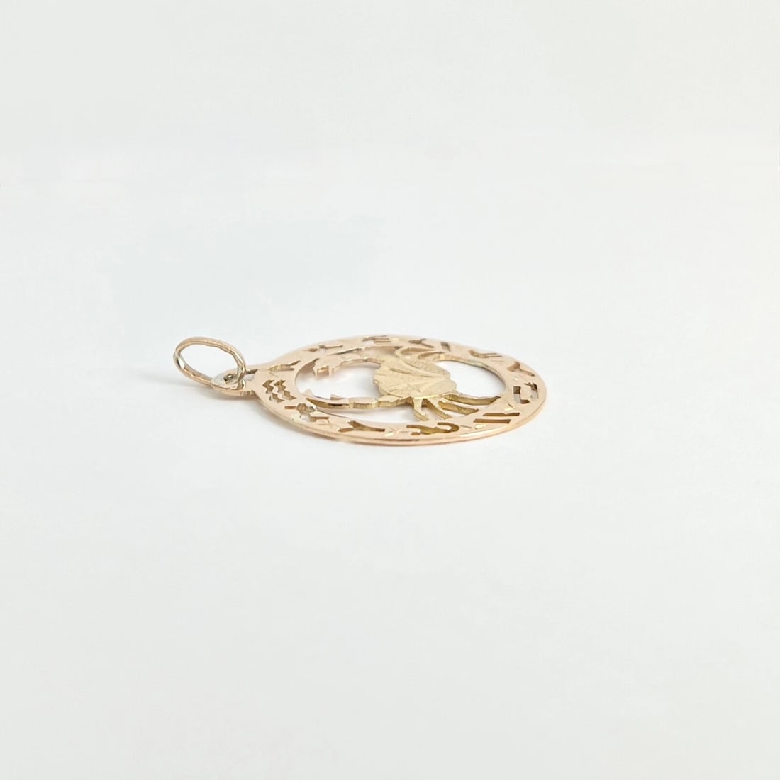 Vintage 1960's Round Crab Zodiac Necklace Pendant Charm 18K Rose Gold, 4.57 Gram - 5