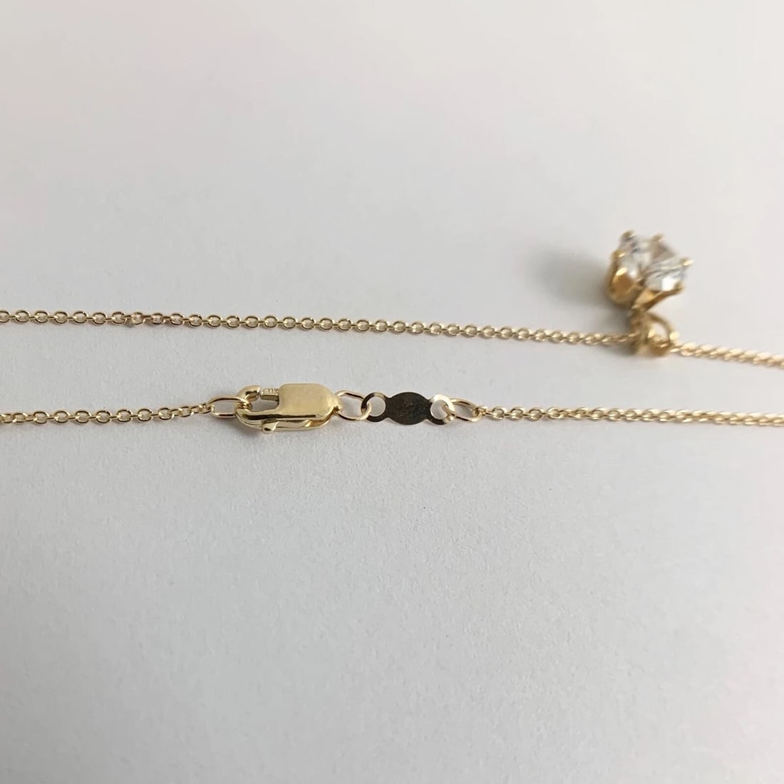 Vintage CZ Cubic Zirconia Solitaire Pendant Necklace 14K Yellow Gold, 2.24 Gram - 10