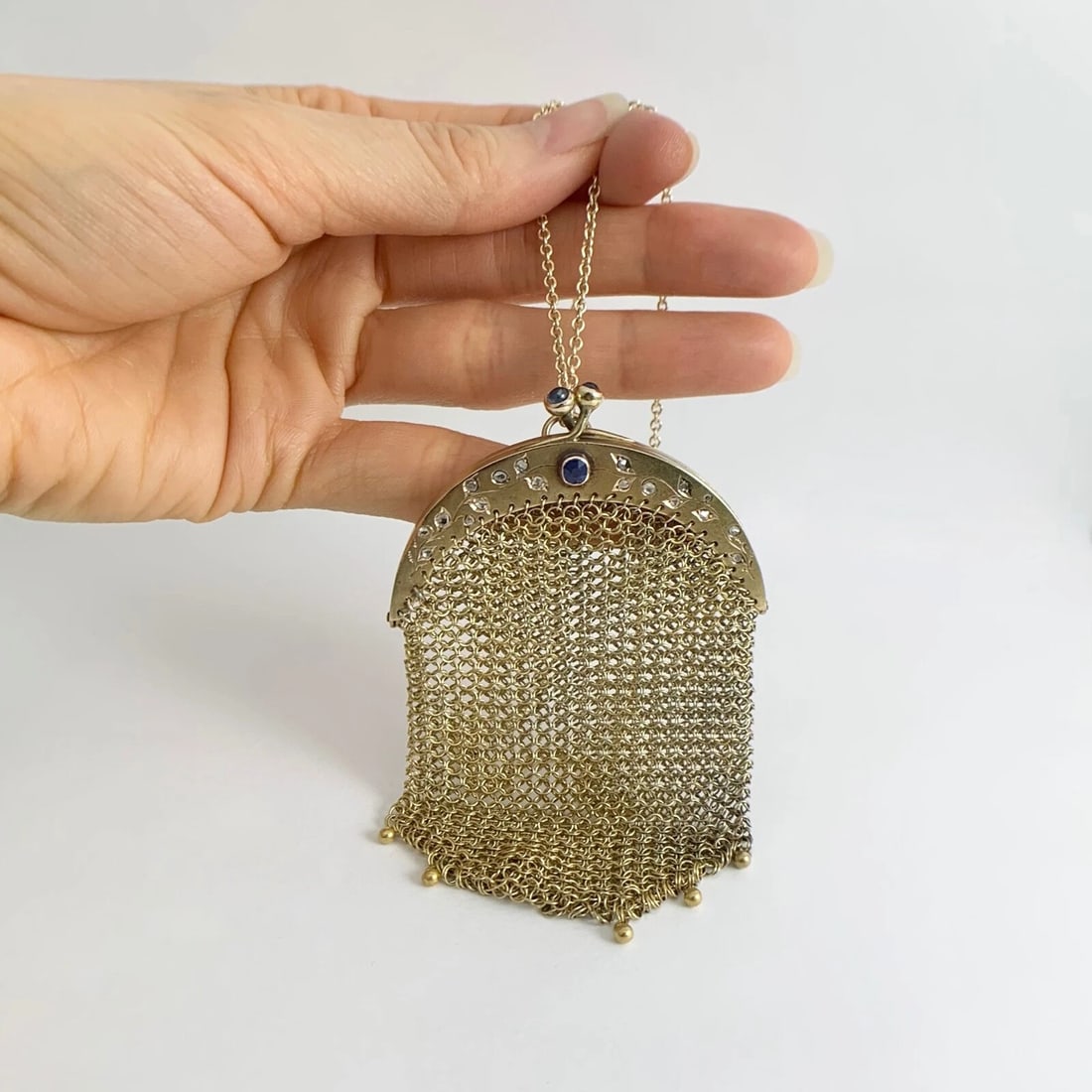 Victorian Antique Chatelaine Mesh Chain Mail Coin Purse 20K Yellow Gold 28.11 Gr - 6