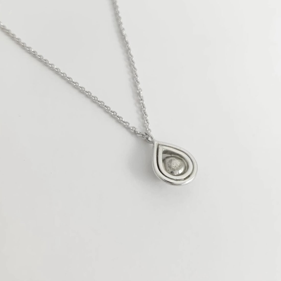 Antique Rose Cut Diamond Teardrop Halo Pendant Necklace 14K White Gold 4.87 Gr - 6