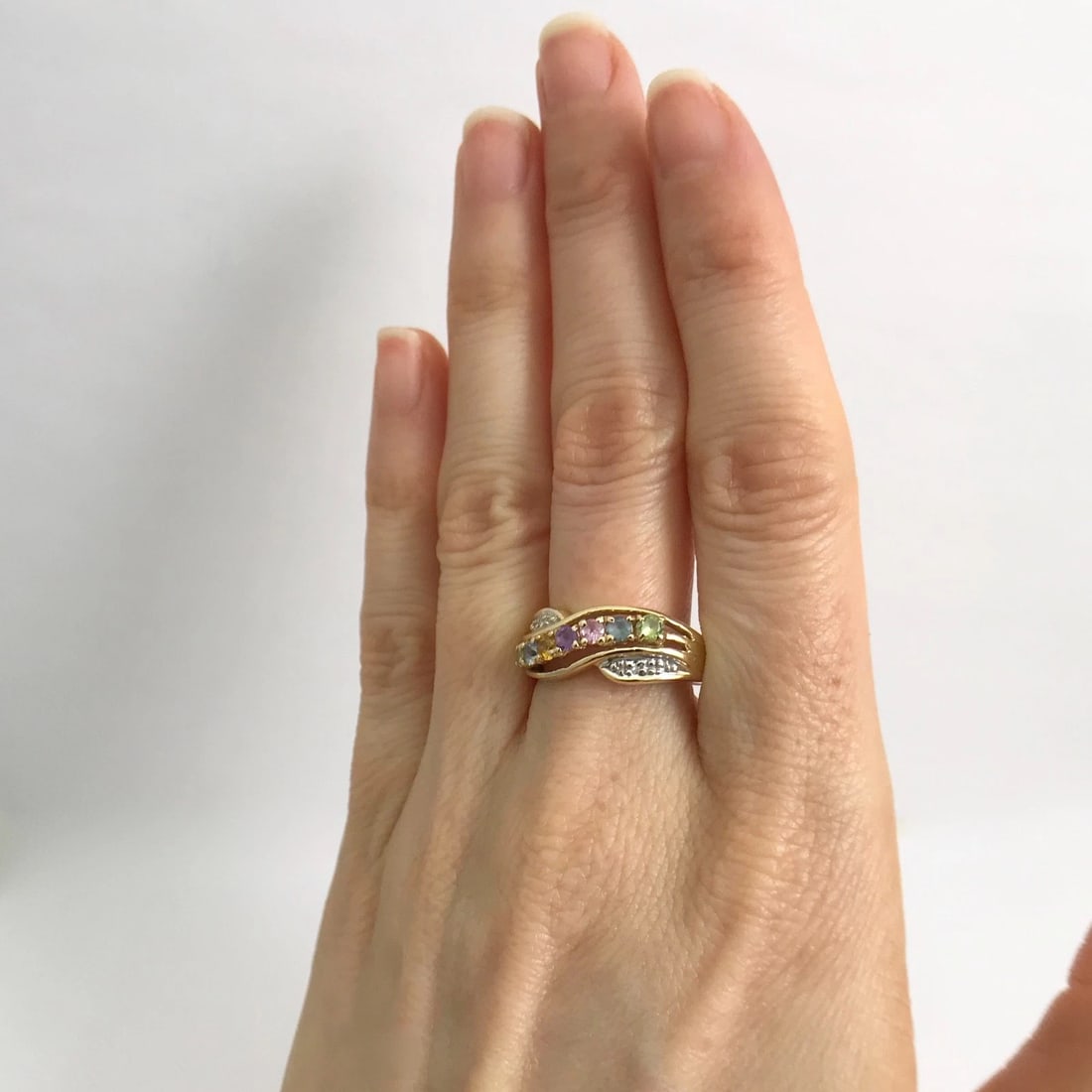 Vintage Peridot Topaz Citrine Multicolored Gemstone Ring 14K Yellow Gold 3.71 Gr - 3