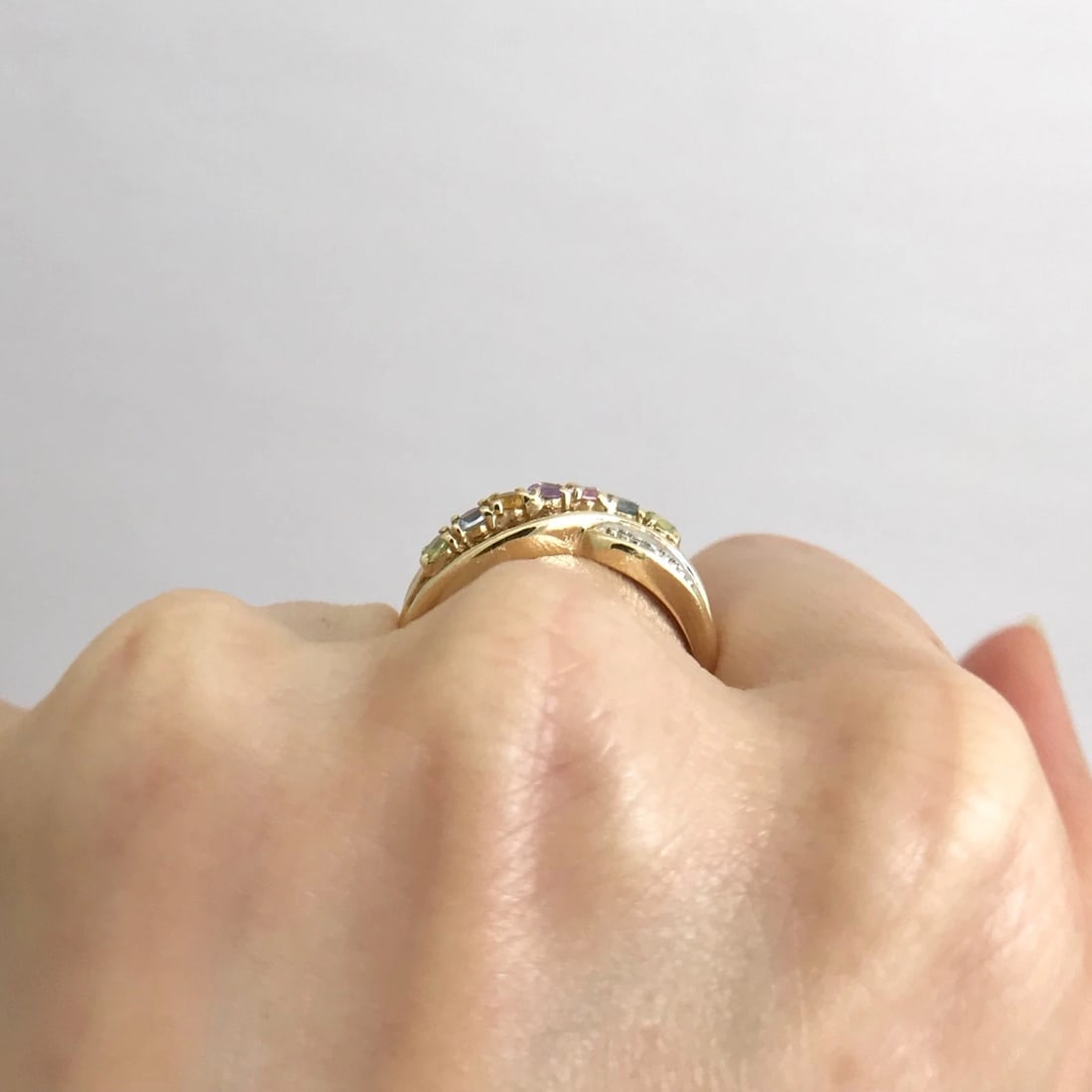 Vintage Peridot Topaz Citrine Multicolored Gemstone Ring 14K Yellow Gold 3.71 Gr - 5