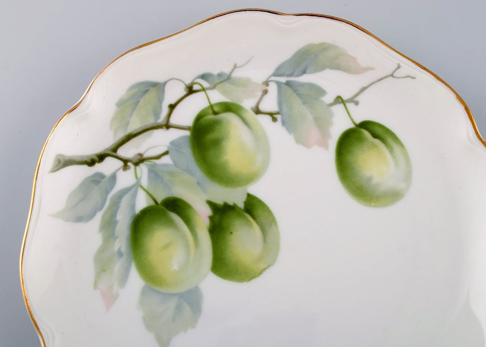 Kronach, Germany. 14 porcelain plates with hand-painted fruits. 1940s. - 6