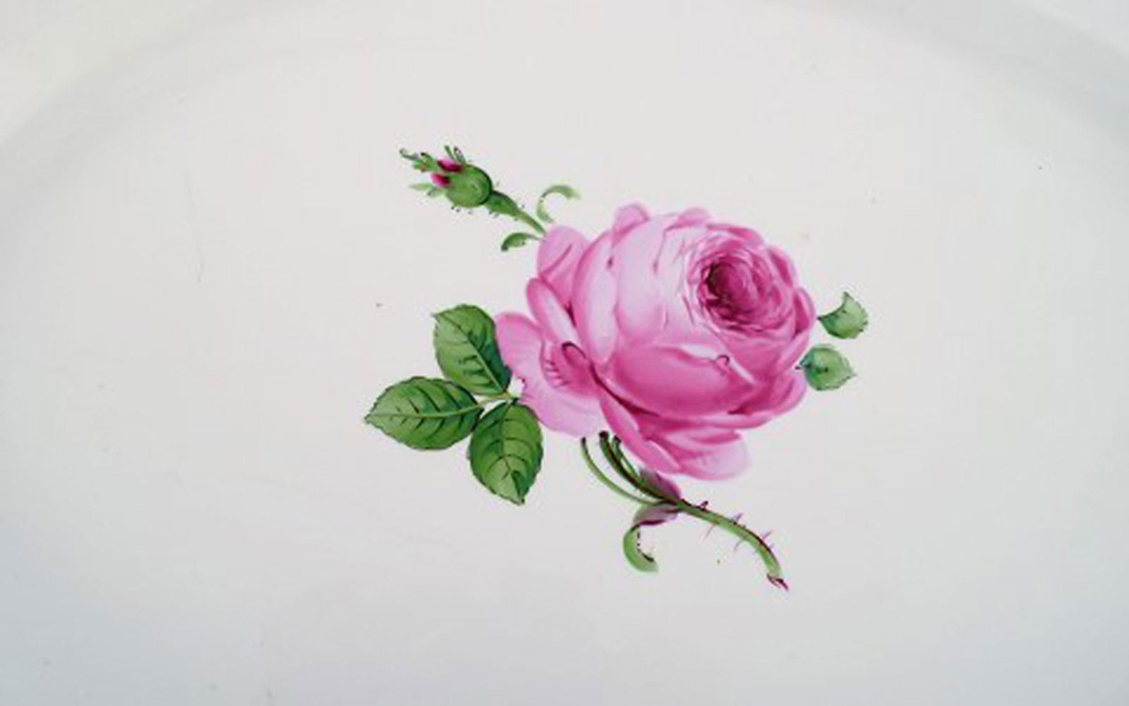 Colossal antique Meissen serving dish in hand-painted porcelain with pink roses. Early 20th century. - 2