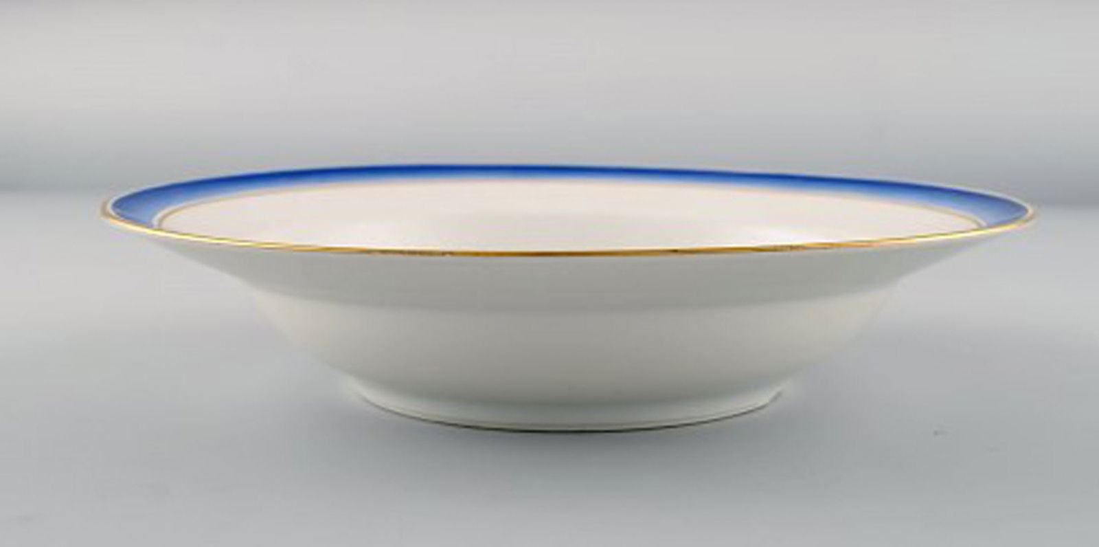 Four antique Royal Copenhagen deep plates in hand-painted porcelain with flowers and blue edge with - 5