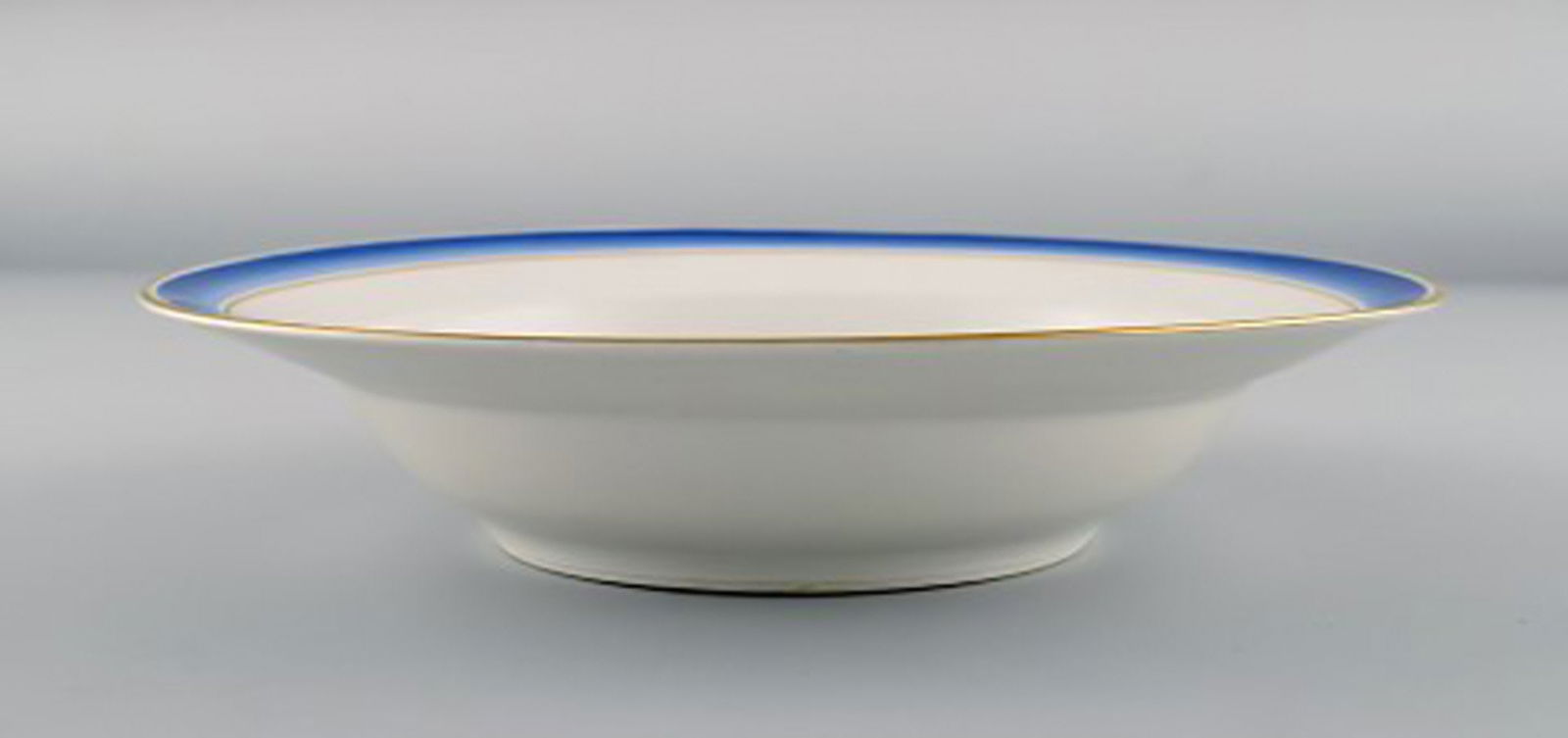 Five antique Royal Copenhagen deep plates in hand-painted porcelain with flowers and blue border - 6