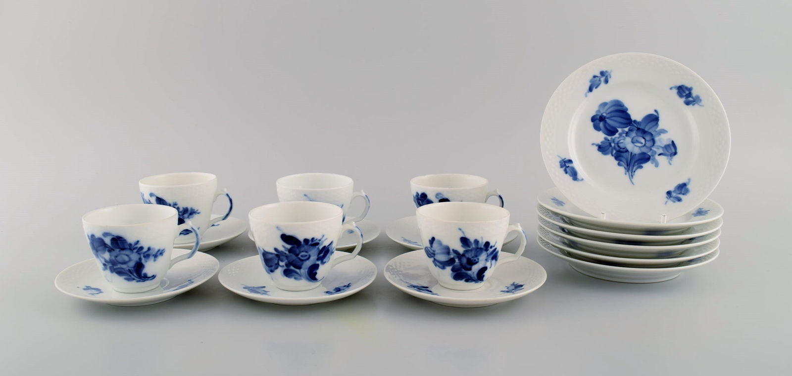 Royal Copenhagen Blue Flower Braided espresso service for six people. Mid-20th century. Model number: Title: Royal Copenhagen Blue Flower Braided espresso service for six people. Mid-20th century. Model number 10/8046. Description: Royal Copenhagen Blue Flower Braided espresso service for six people.