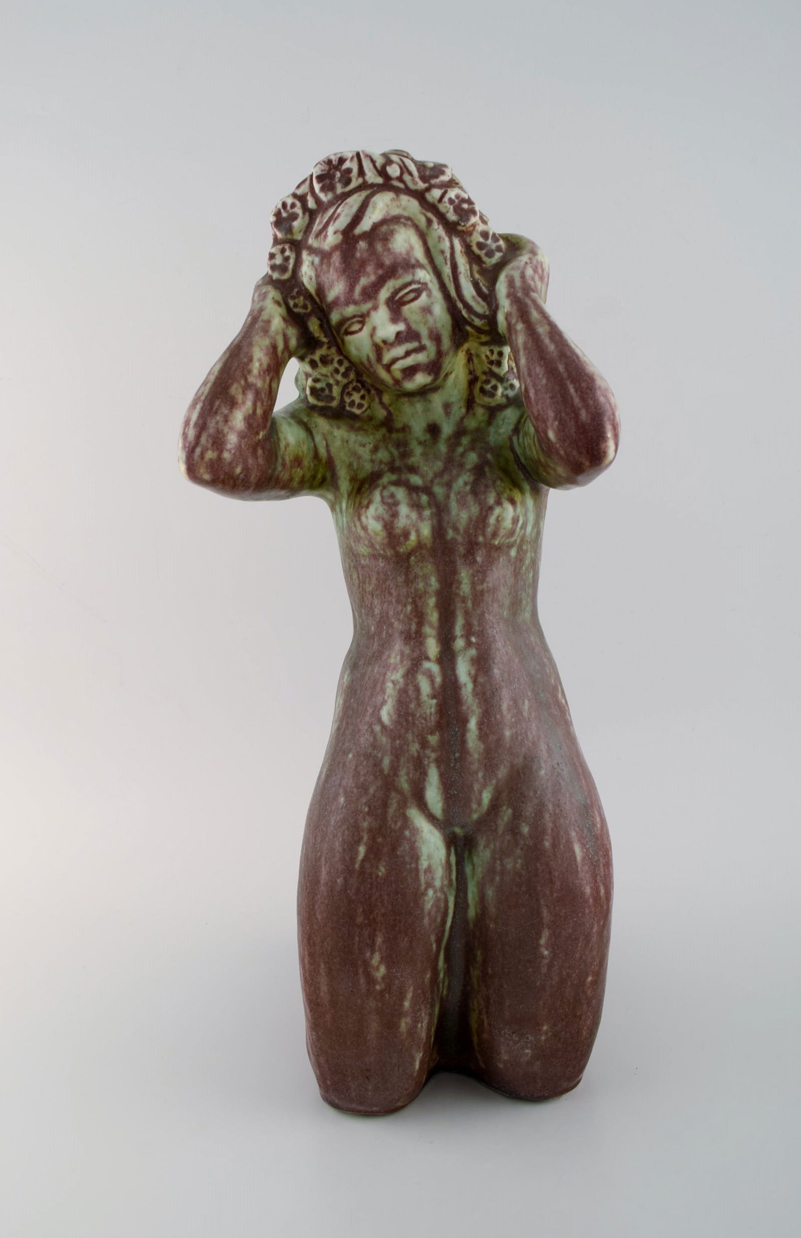 Harald Salomon for Rörstrand. Large unique sculpture of naked woman in glazed stoneware. Dated: Title: Harald Salomon for Rörstrand. Large unique sculpture of naked woman in glazed stoneware. Dated 1944. Description: Harald Salomon for Rörstrand. Large unique sculpture of naked woman