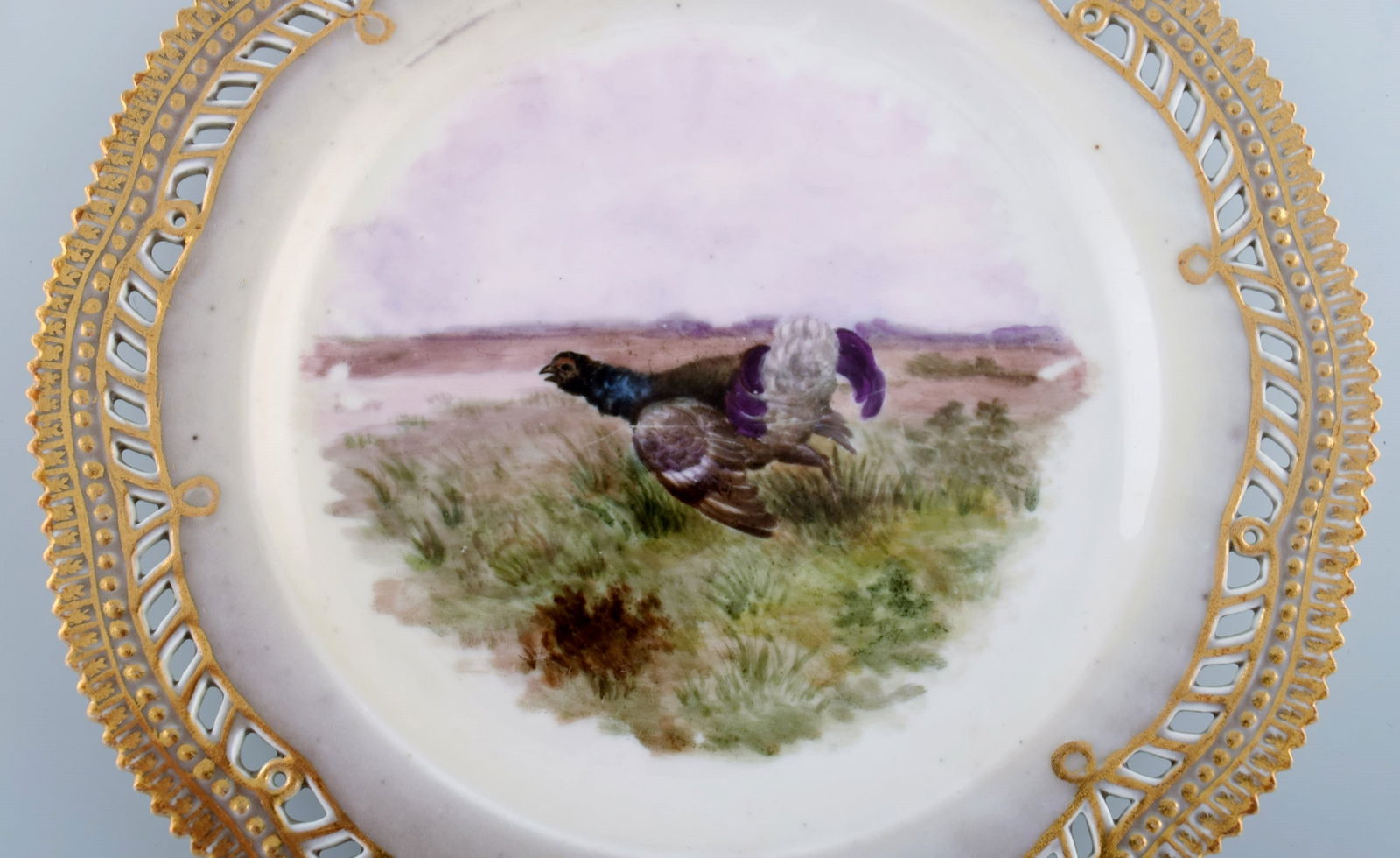 Early and rare Royal Copenhagen Fauna Danica plate in hand-painted porcelain with hunting motif and - 2
