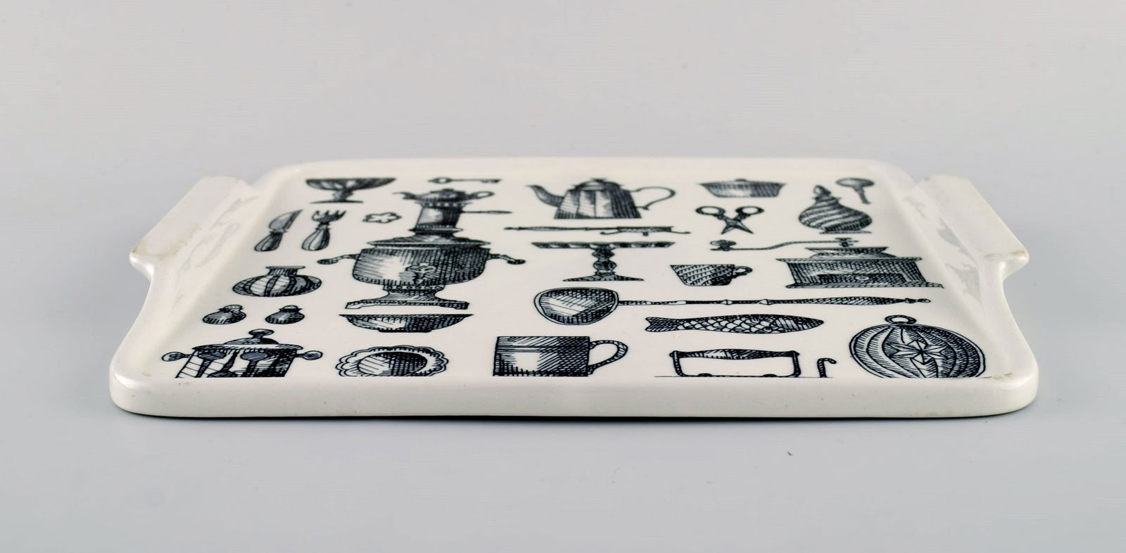 Arabia porcelain tray decorated with kitchen utensils. Finnish design, 1960s / 70s. - 4