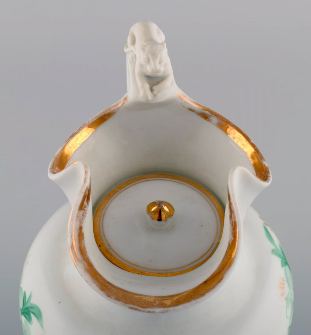 Antique Bing & Grøndahl chocolate jug in porcelain modeled with a lion on the handle. - 5