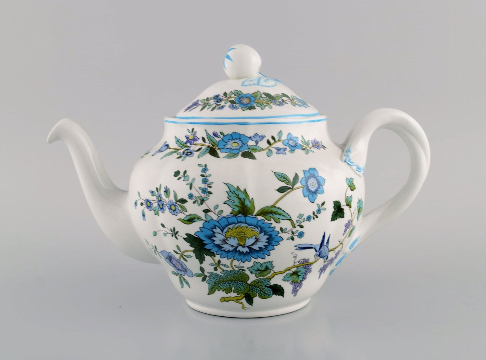 Spode, England. Mulberry tea service for five people in hand-painted porcelain with floral and bird - 3