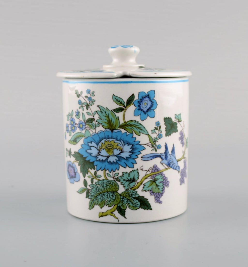Spode, England. Mulberry tea service for five people in hand-painted porcelain with floral and bird - 8