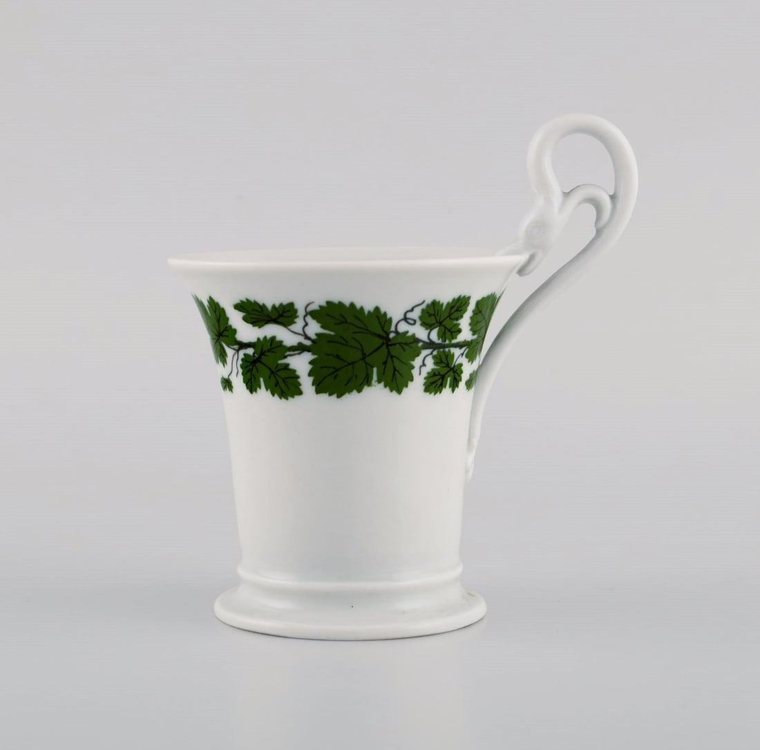 Meissen Green Ivy Vine Leaf egoist coffee service in hand-painted porcelain. 1940s. - 4