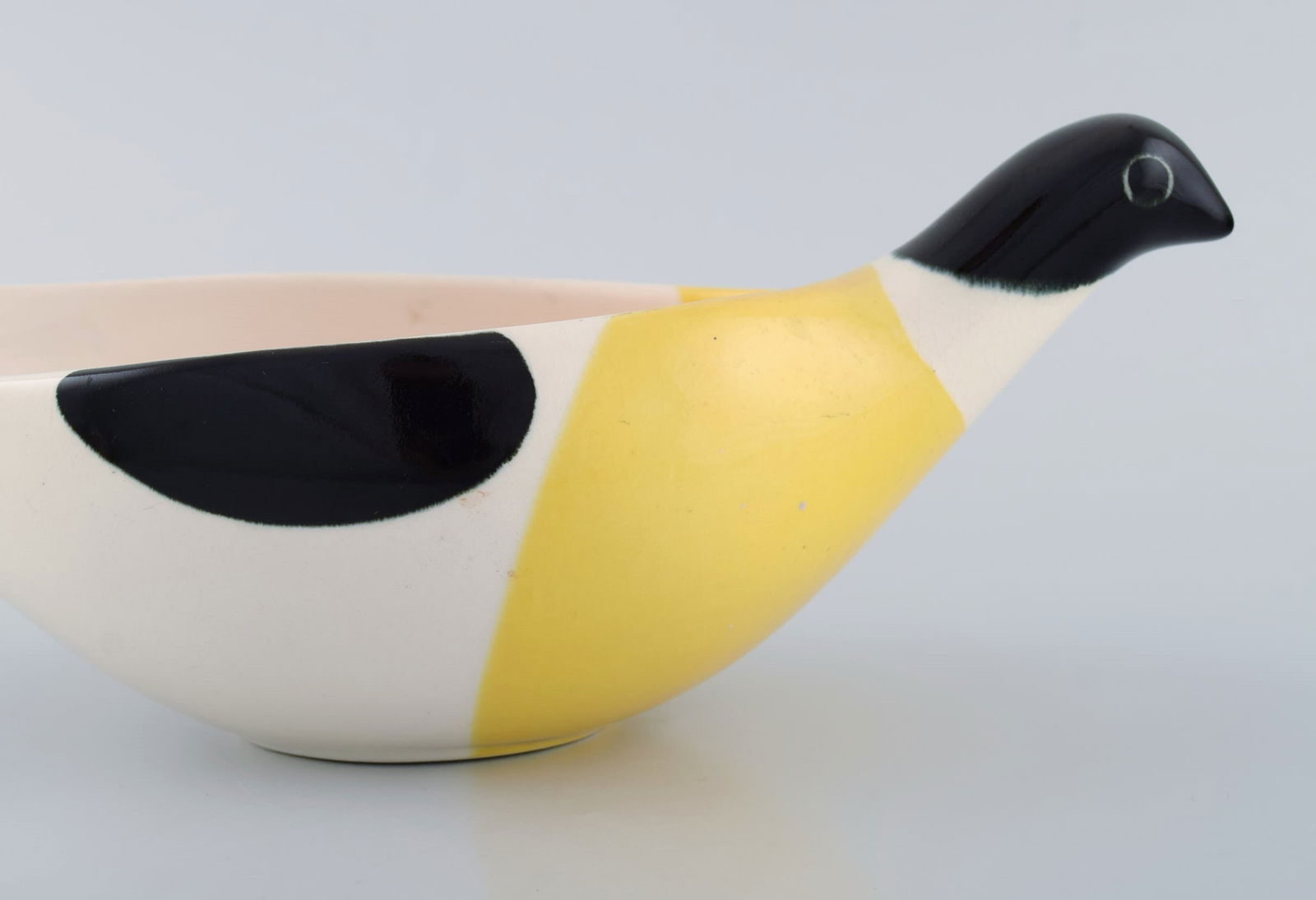 Nils Thorsson for Aluminia. Large Columbine bowl in hand-painted glazed faience. White, black and - 2
