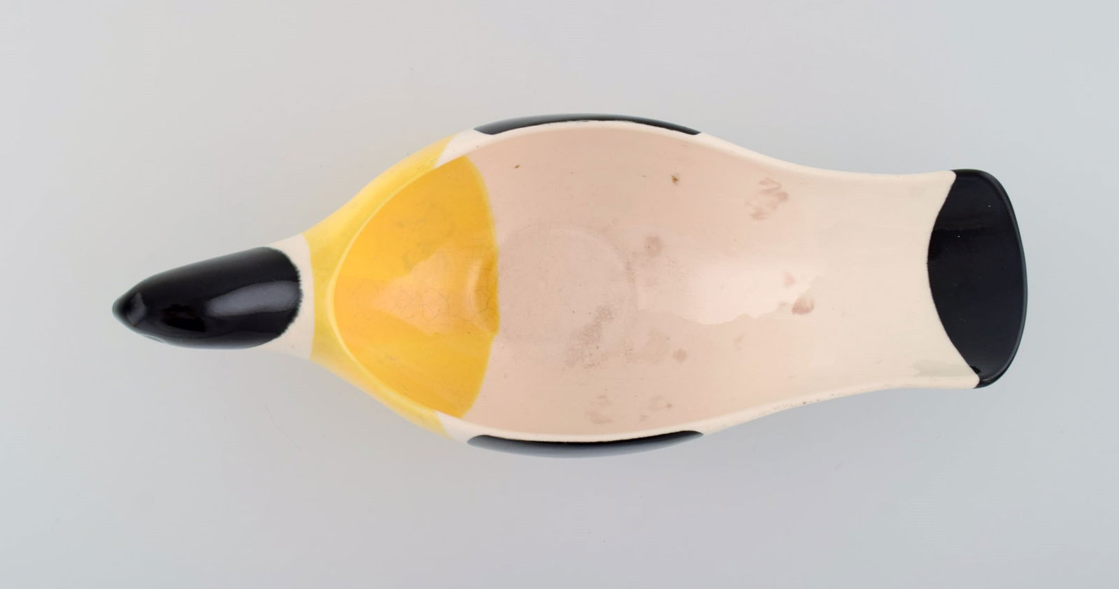 Nils Thorsson for Aluminia. Large Columbine bowl in hand-painted glazed faience. White, black and - 4