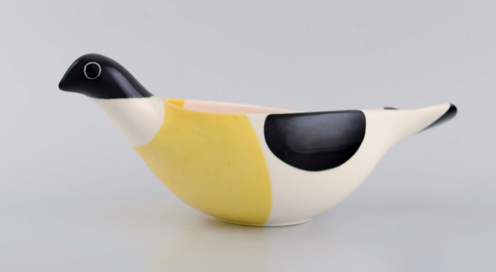 Nils Thorsson for Aluminia. Large Columbine bowl in hand-painted glazed faience. White, black and - 5