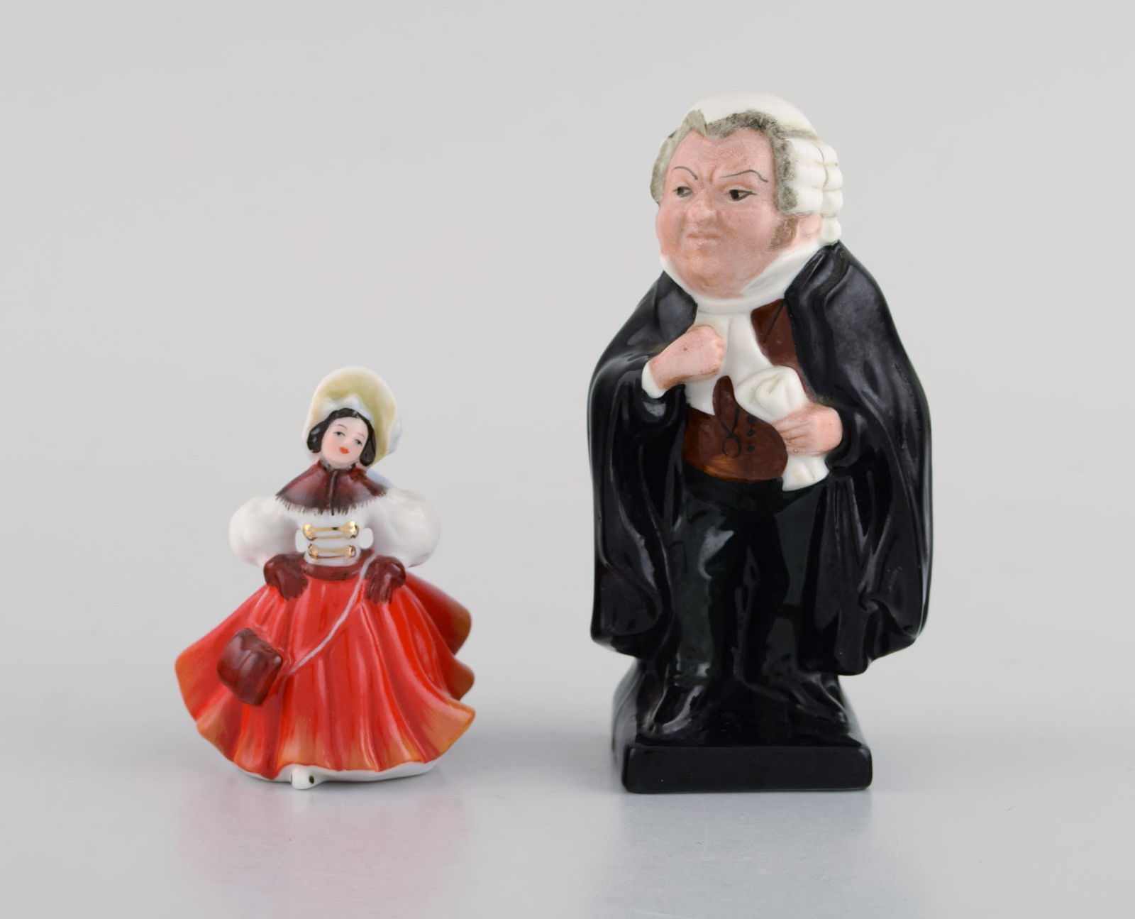 Two Royal Doulton porcelain figurines. Dancer and judge. Buzfuz, mid 20th ccentury. (1 of 8)