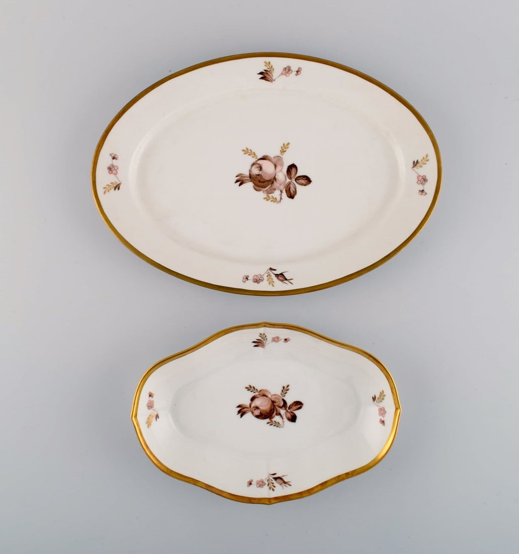 Two Royal Copenhagen Brown Rose serving dishes. 1960s. (1 of 6)