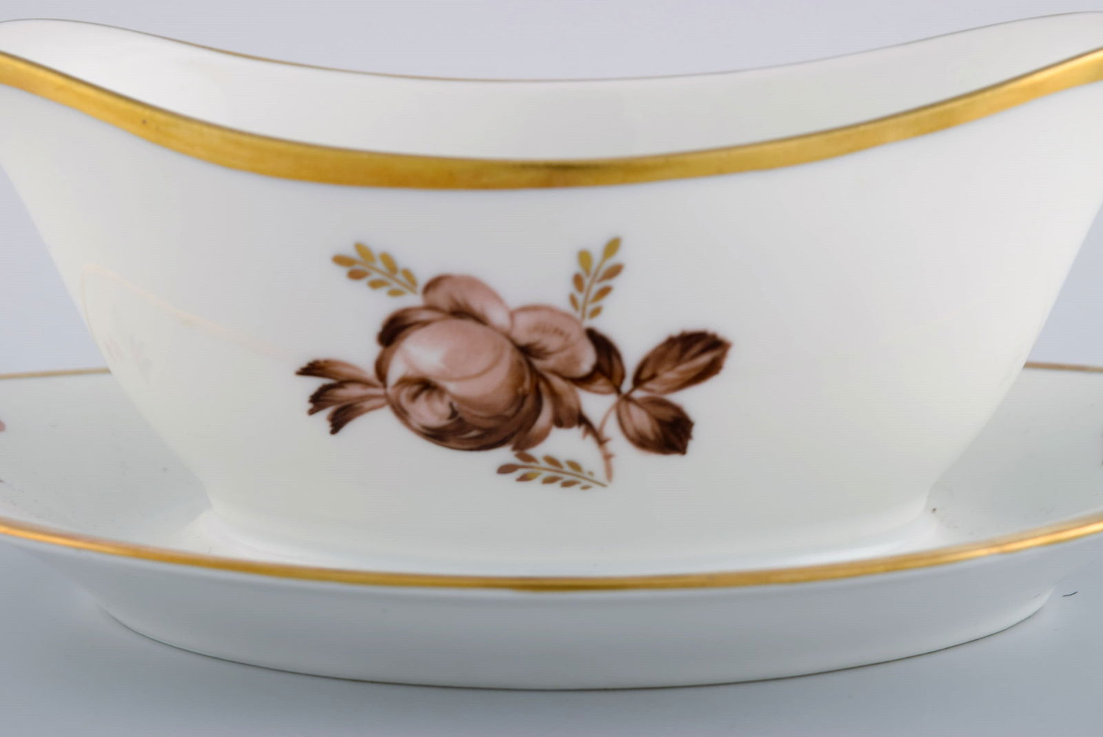 Two Royal Copenhagen Brown Rose sauce boats. 1960s. - 4