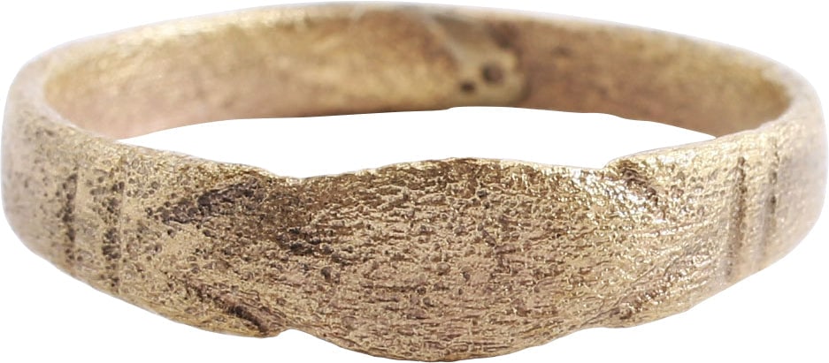 EUROPEAN BETROTHAL RING, 9th-12th CENTURY, SIZE 10 1/2: During the Renaissance, the act of committing to marriage took place as a formal ceremony with vows, considered sacred and unbreakable, exchanged. A ring was given by the man to the woman to bind the