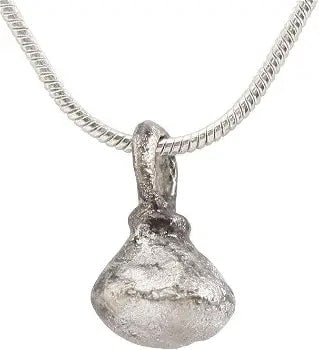 ANCIENT ROMAN WOMAN'S PENDANT NECKLACE, 1ST-3RD CENTURY: These small globular pendants were popular among common women in ancient Rome. Some have been described as prostitutes' pendants and that view is widely published on the internet. This example is