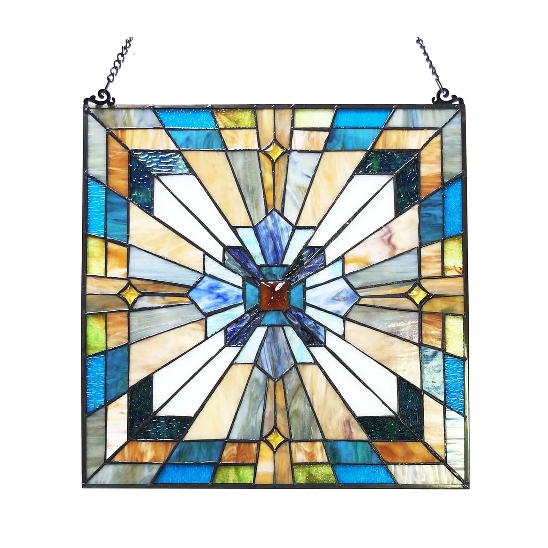 20" Square Panel Stained Glass Window Hanging Panel Suncatcher - 3
