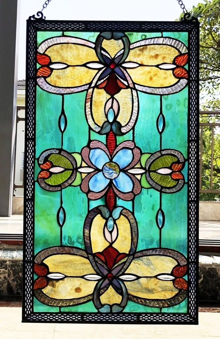 26" Stained Glass Window Hanging Panel Suncatcher - 4