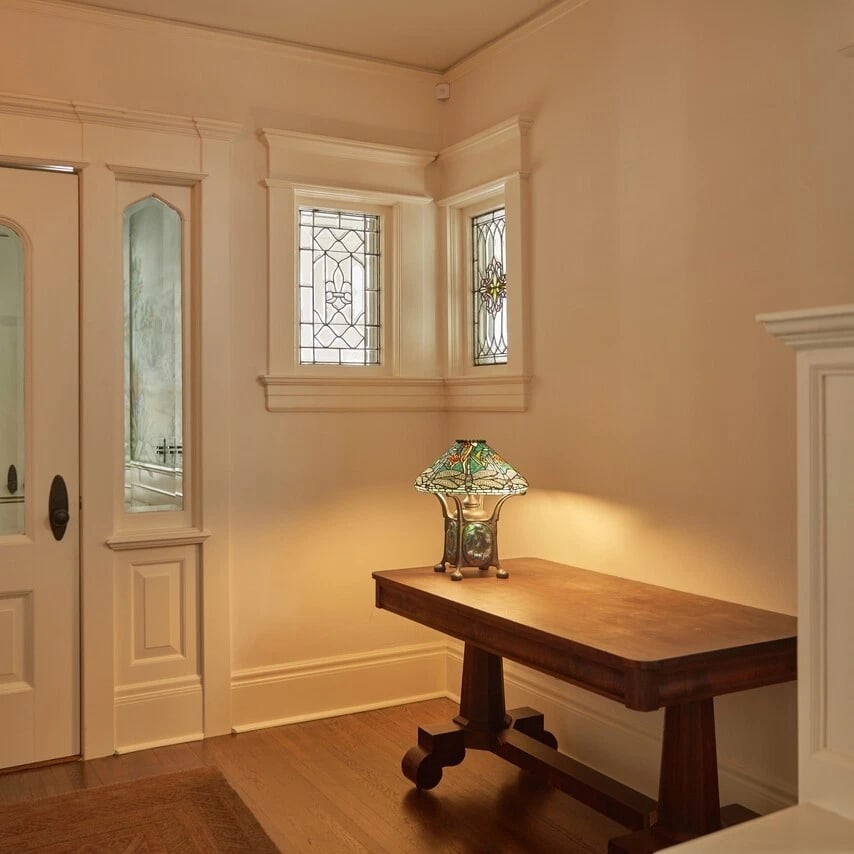 21.5" Blue Stained Glass Dragonfly Turtleback Table Lamp - 7