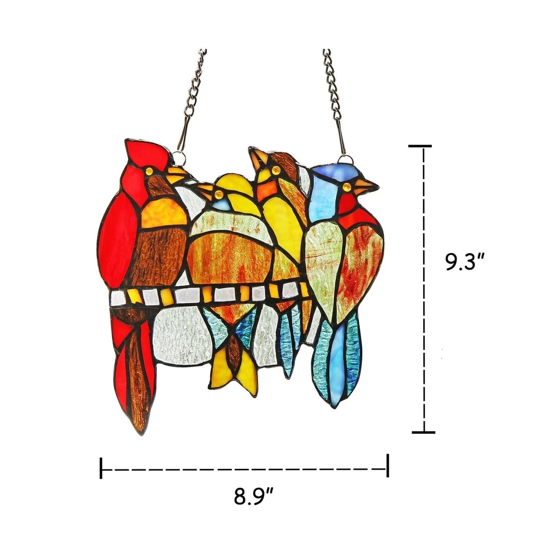 8.9" Bird Stained Glass Window Hanging Panel Suncatcher - 4