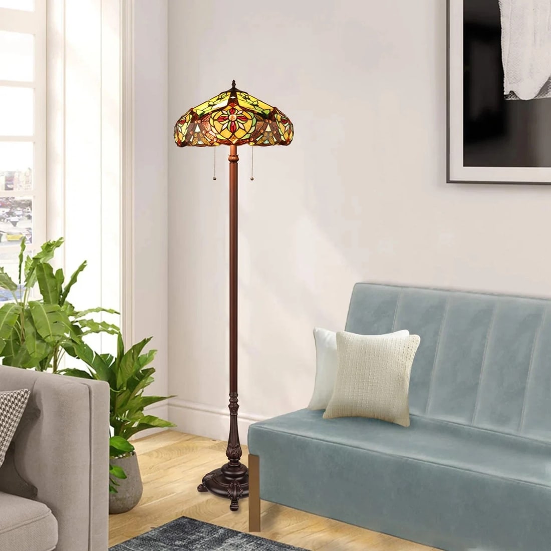 65.5" Stained Glass Floor Lamp - 7