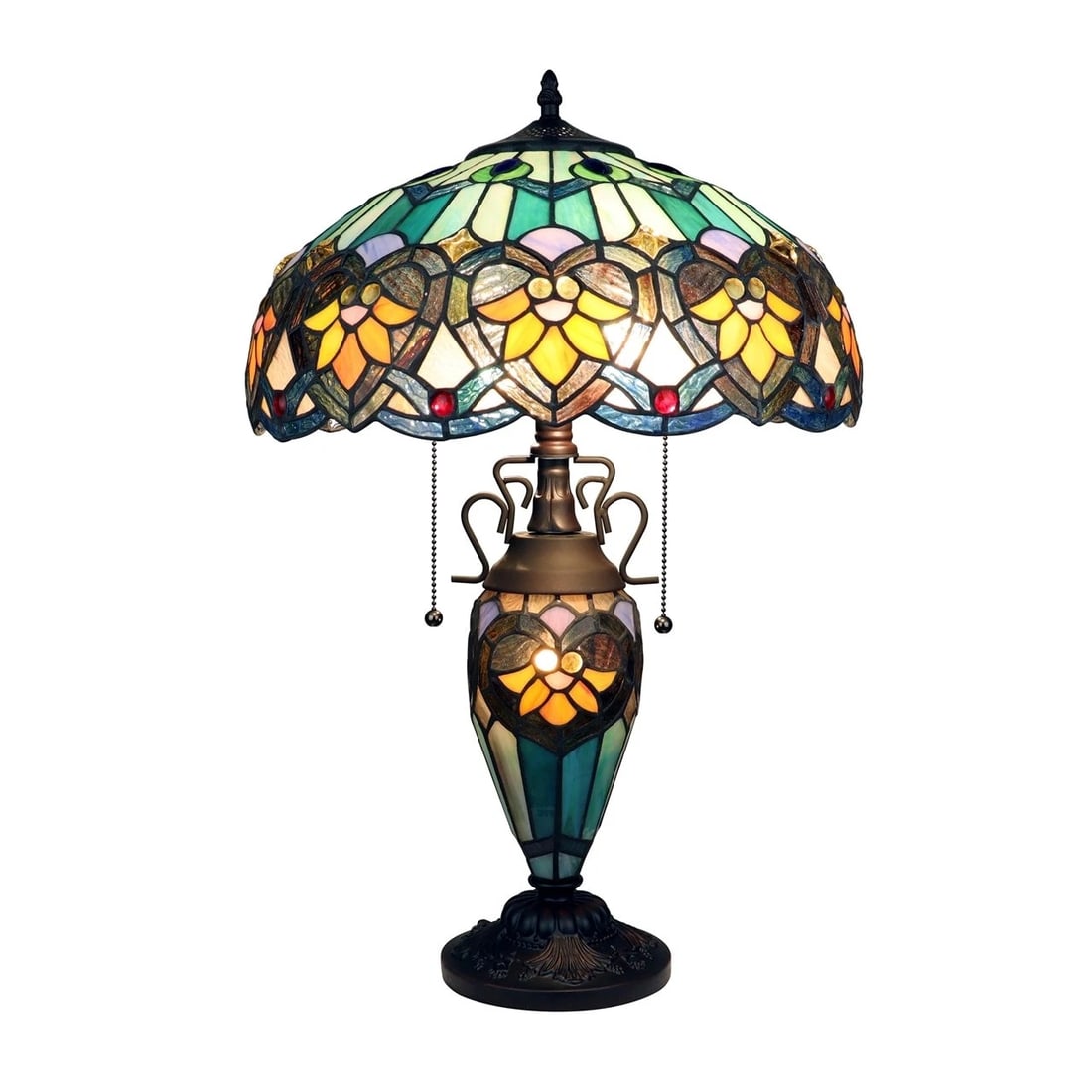 23.6" Stained Glass Lit Base Table Lamp - 9