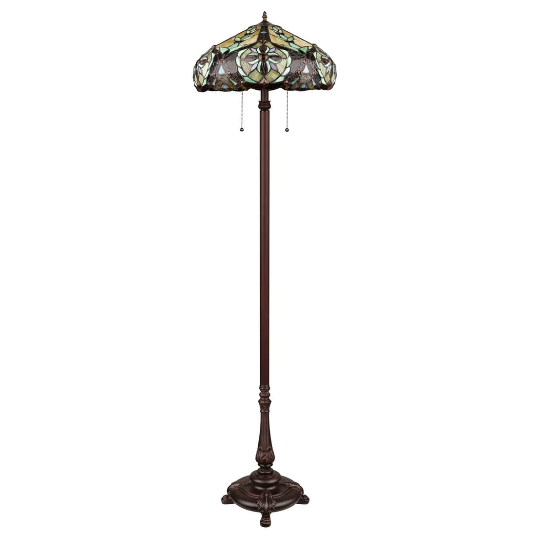 65 1/2" Stained Glass 2 light Pull Chain Floor Lamp - 4