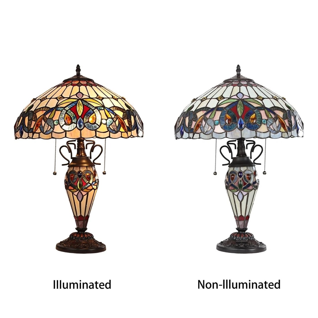 23.23" Stained Glass Lit Base Table Lamp - 6