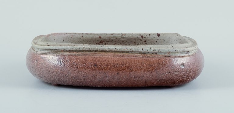 Nils Kähler for Kähler, ceramic bowl on four low feet. Square shape. Glaze in earthy - 4