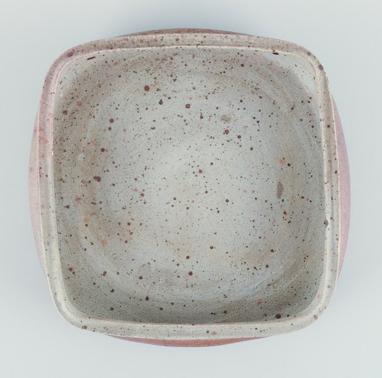 Nils Kähler for Kähler, ceramic bowl on four low feet. Square shape. Glaze in earthy - 5