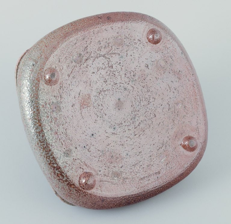 Nils Kähler for Kähler, ceramic bowl on four low feet. Square shape. Glaze in earthy - 7