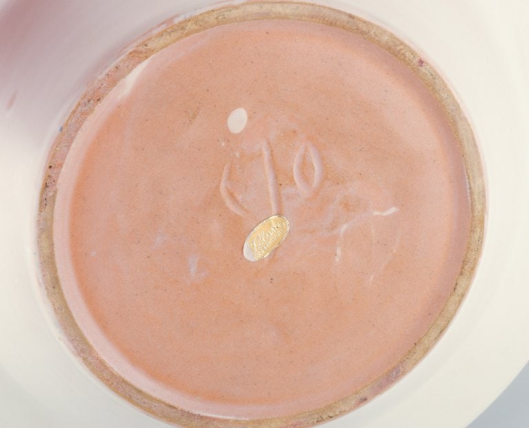 Einar Johansen, Danish ceramist. Unique ceramic bowl with a motif of leaping deer. Art Deco style. - 7