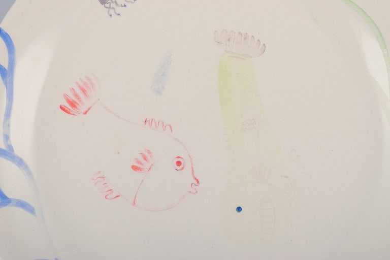 Stig Lindberg for Gustavsberg. "Löja" plate. Hand-painted with a fish motif. Satirical - 2