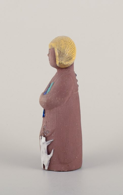Mari Simmulson for Upsala Ekeby. Ceramic figurine of a girl with two cats. - 4