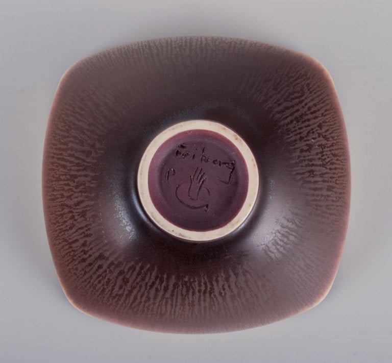Berndt Friberg for Gustavsberg, Sweden. Unique Studiohand ceramic bowl with brown-toned glaze. - 6
